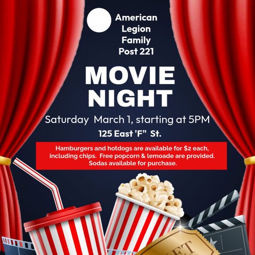 3-1-25 - Post & Unit 221 Movie Night - Event Flyer