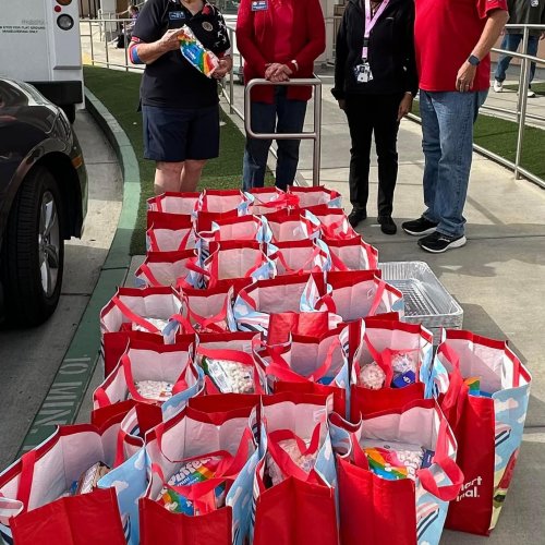 11-1-24 - Posted by Henry Sanchez - Sacramento VA Medical Center, Mather, CA - Elk Grove Post 233, in collaboration with Unit 233, made a very nice Thanksgiving Holiday donation which will feed 25 Veteran Families this coming Thanksgiving Holiday. Pictured from left to right: American Legion Post 233 Commander, D'Ann Moseley, Susan Mason, Post 233 Member-At-Large; Ms. Teresa Smith, VA Volunteer Services Office employee; Henry Sanchez, Post 233 Adjutant & Finance Officer.