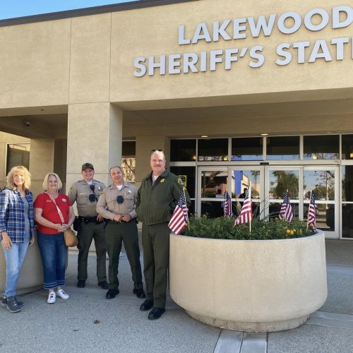 11-8-24 - Posted by ALA Unit 496 Lakewood, CA - Putting up flags at Lakewood City Hall and Lakewood Sheriffs station. Always a great day! Very nice work Unit 496!