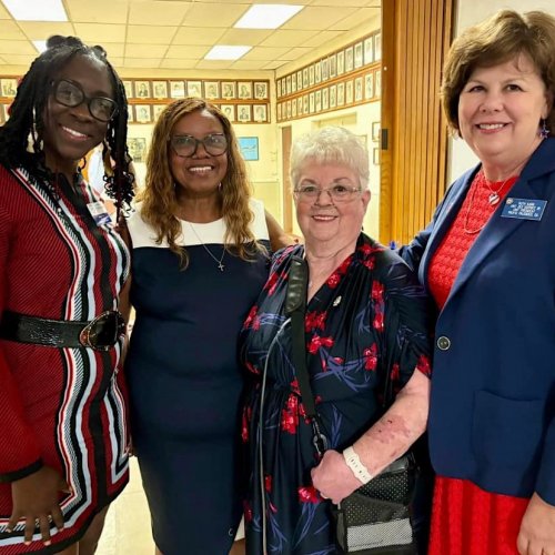 7-25-24 - ALA Pacific Palisades Unit 283 24-25 Officers. L to R: Nekishia Lester-Spinner, 2nd VP; Deloris Artis, 1st VP; Linda Hayes, Department President; and Ruth Kahn, President at the District 24 Installation.