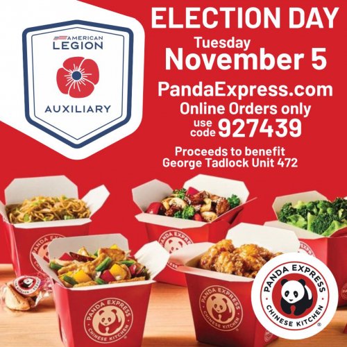 11-5-24 - Unit 472 Election Day Panda Express Fundraiser Flyer