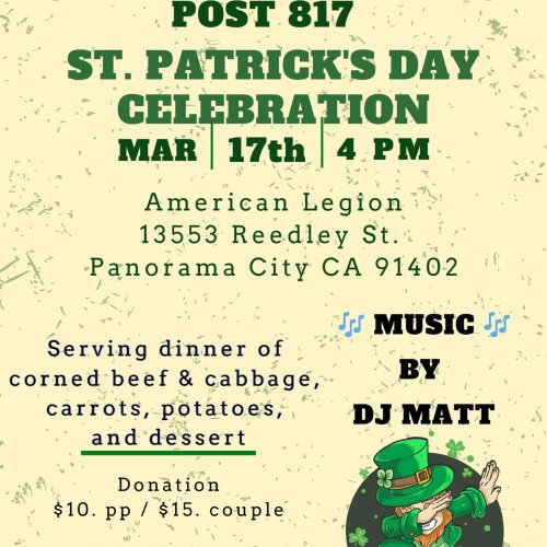 3-17-25 - St. Patrick’s Day Celebration - Event flyer.