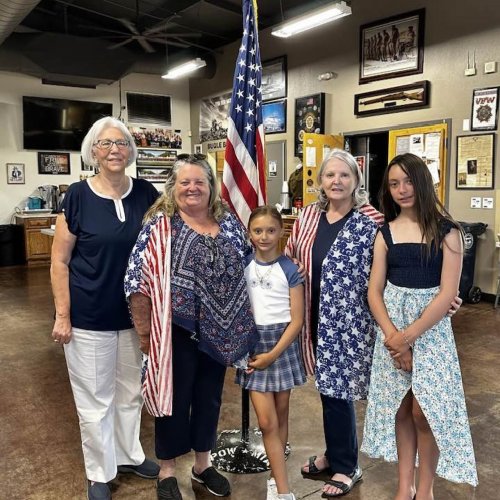 7-30-24 - Posted by Joan Cannon - McFall-Grisham Unit 249 Installation. Two junior members were our honorary Sgt-at-Arms and Assistant Sgt-at-Arms, L to R, are Giselle Cannon and Alyssa Cannon.