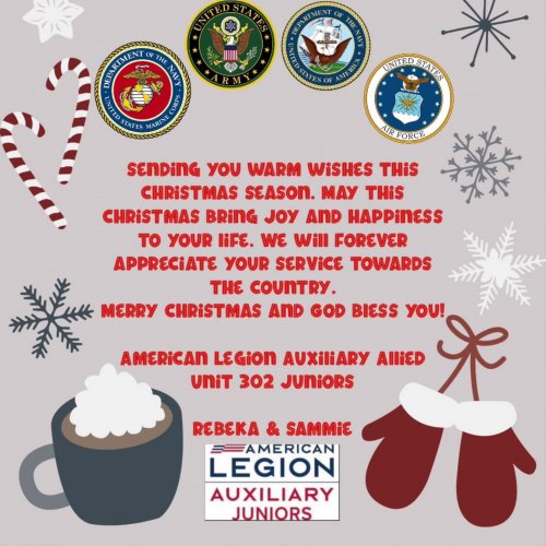 12-25-24 - Christmas wishes and greetings from ALA Allied Unit 302 Juniors.