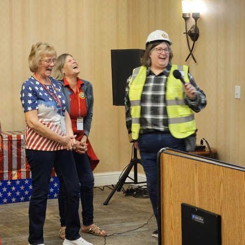 1-17-25 - DEC in Palmdale - Program Fair - National Security and Community Service host a game of Jeopardy while the audience sings the theme song, doot doot doot doot...