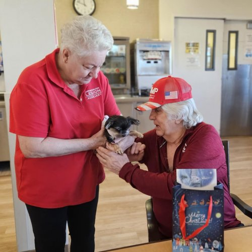 12-11-24 - ALA District 20 hosted a Christmas party for the Pete Knight Veterans Home in Lancaster, California. There were 39 Veterans that participated. Each received a $50 bill. Small gifts and gift cards, to the movie theater and restaurants, were given to the home for the group. Article & Photo Credit: Krista Young.