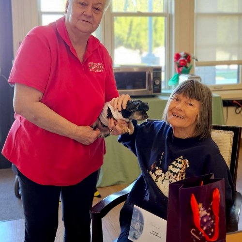 12-11-24 - ALA District 20 hosted a Christmas party for the Pete Knight Veterans Home in Lancaster, California. There were 39 Veterans that participated. Each received a $50 bill. Small gifts and gift cards, to the movie theater and restaurants, were given to the home for the group. Article & Photo Credit: Krista Young.