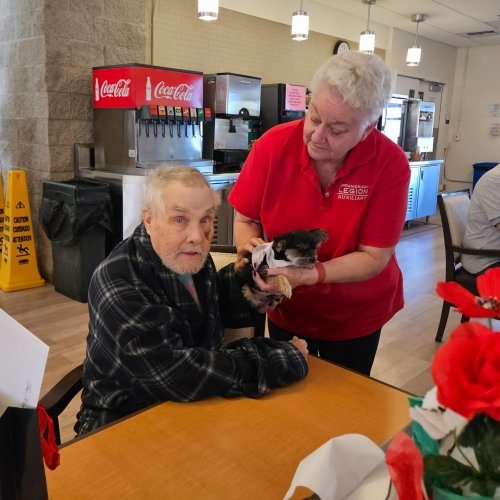 12-11-24 - ALA District 20 hosted a Christmas party for the Pete Knight Veterans Home in Lancaster, California. There were 39 Veterans that participated. Each received a $50 bill. Small gifts and gift cards, to the movie theater and restaurants, were given to the home for the group. Article & Photo Credit: Krista Young.