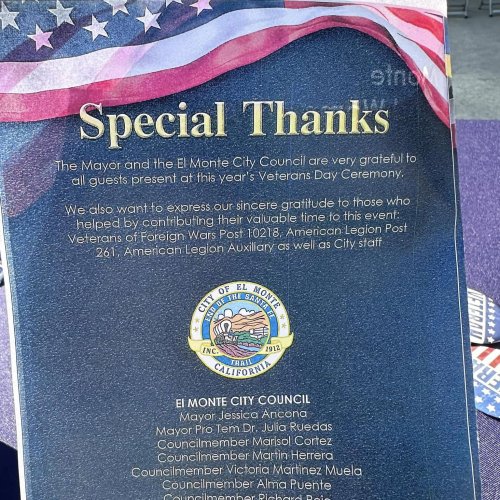 11-11-24 - Posted by ALA Unit 261, El Monte - Thank you City of El Monte Government for inviting us to be part of our city’s beautiful celebration in honoring our Veterans. Thank you Veterans! We appreciate you all, love you all, and could never thank you enough for your brave, selfless service. Happy Veterans Day!