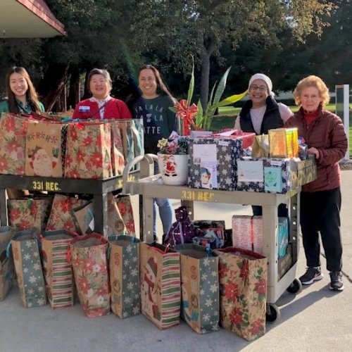 12-10-23 - District 26 members drop off their VA Adopt-a-Vet Gifts, December 10, 2023. All six Units fulfilled VA-Menlo Park patient wishlists--shopped, wrapped and ready for delivery to patients.