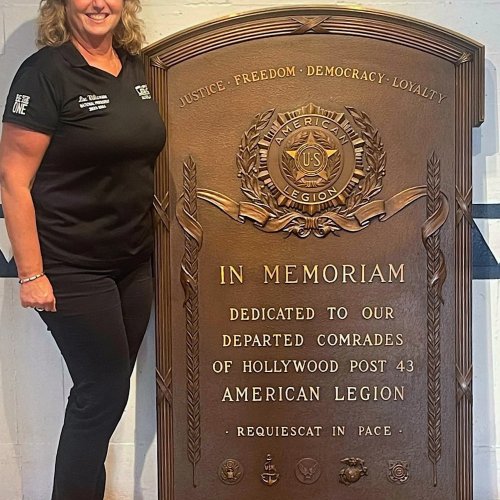 3-9-24 - ALA National President Lisa Williamson while on a tour of historic Hollywood Post 43 conducted by Commander Dennis Kee.