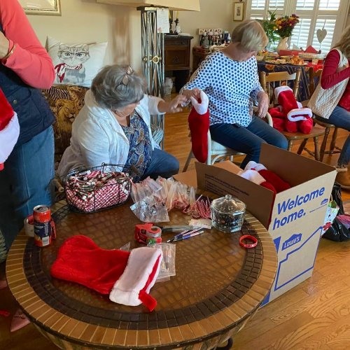 12-1-24 - Post by Debbie Butler - We packed 192 gift Santa stocking bags for the patients at LBVA today. Awesome group of ladies. Excellent job on the project ladies!! Thank you.