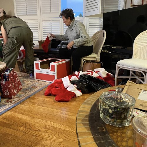 12-1-24 - Post by Debbie Butler - We packed 192 gift Santa stocking bags for the patients at LBVA today. Awesome group of ladies. Excellent job on the project ladies!! Thank you.