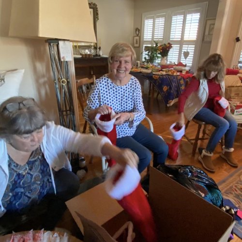 12-1-24 - Post by Debbie Butler - We packed 192 gift Santa stocking bags for the patients at LBVA today. Awesome group of ladies. Excellent job on the project ladies!! Thank you.